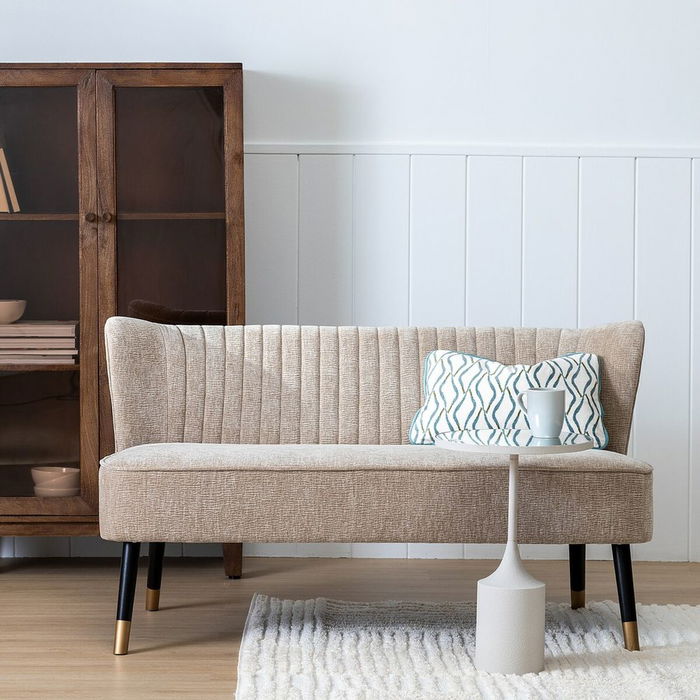 Canapé Noir Beige Doré 134 x 74 x 70 cm