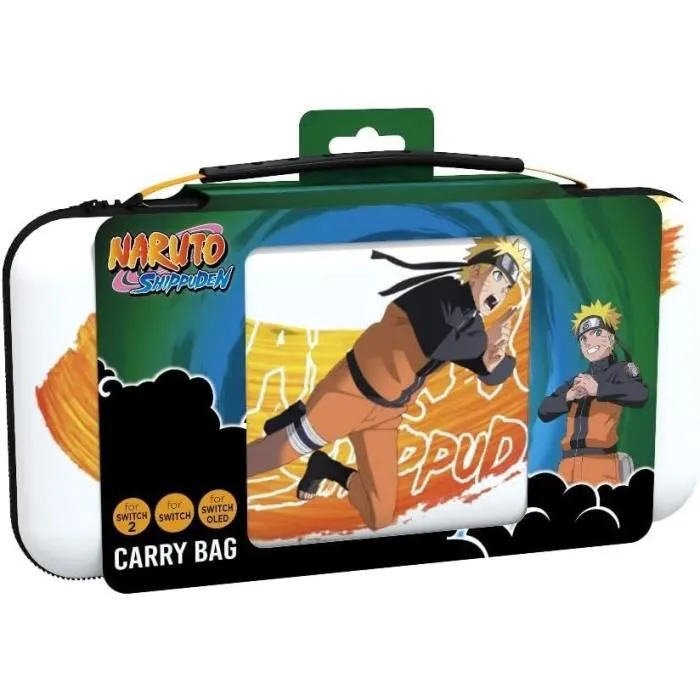 Konix Housse de Transport pour Nintendo Switch 2/Switch/OLED - Étui de Protection avec Rangement pour Accessoires et Jeux - Léger et Résistant aux Chocs - Motif Naruto - Blanc
