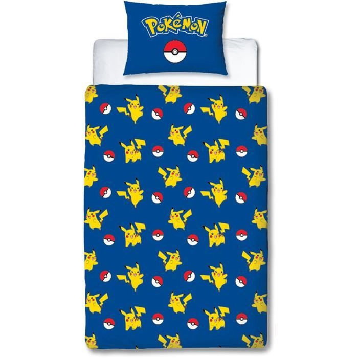 Pokémon Parure de lit Pikachu et Pokéball en microfibre, 2 pièces
