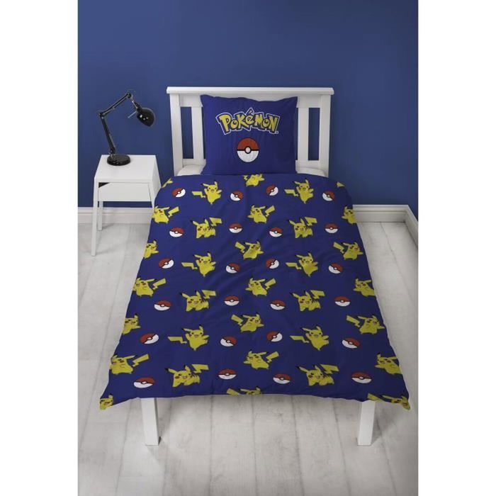 Pokémon Parure de lit Pikachu et Pokéball en microfibre, 2 pièces