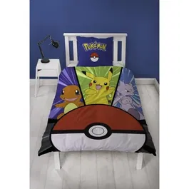 Pokémon - Parure de lit Microfibre Pikachu et Poké-ball - 1 Housse de couette 140 x 200 cm + 1 Taie 63 x 63 cm - Licence officielle