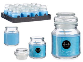 Acorde Bougie Couvercle en Verre Propre Linge 28H Parfum Acorde 7x10x7cm Bleu (Set de 12)