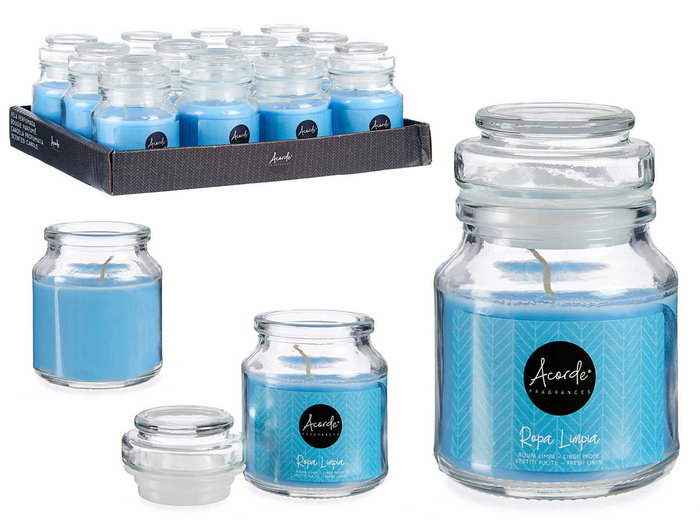 Acorde Bougie Couvercle en Verre Propre Linge 28H Parfum Acorde 7x10x7cm Bleu (Set de 12) Acorde Bougie Couvercle en Verre Propre Linge 28H Parfum Acorde 7x10x7cm Bleu (Set de 12)