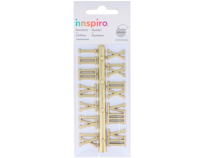 Innspiro Chiffres Romains en Plastique Doré Autoadhésifs 15mm Innspiro Chiffres Romains en Plastique Doré Autoadhésifs 15mm