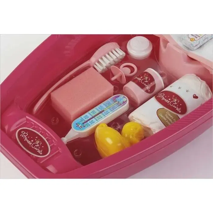Klein Baignoire Princess Coralie - Baignoire pour poupée avec accessoires (pot, couche, thermomètre) pour enfants à partir de 3 ans - Rose