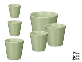 Ibergarden Lot de 3 Pots Coniques Menta Mate 14/17/22 cm en Terre Cuite