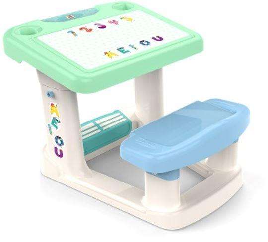 Chicos Pupitre avec banc Activity pour enfants 2 à 5 ans, grande surface de travail 57x72x49 cm