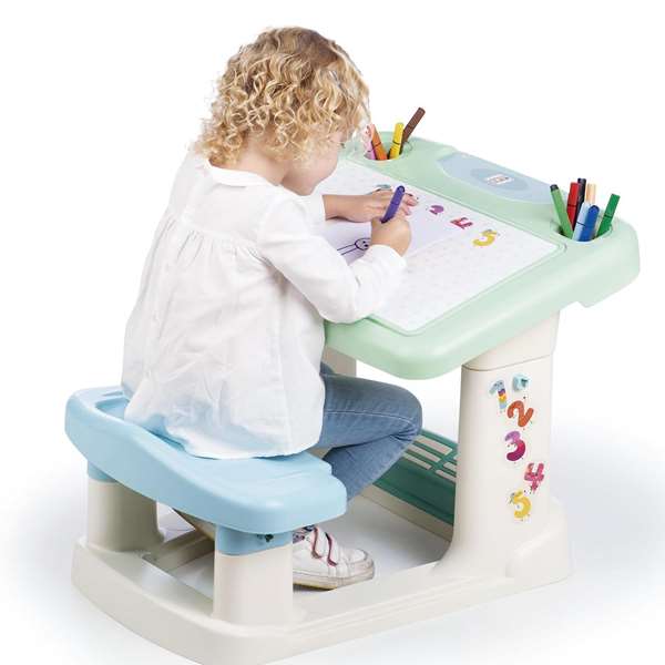 Chicos Pupitre avec banc Activity pour enfants 2 à 5 ans, grande surface de travail 57x72x49 cm
