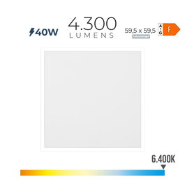 Edm Panneau LED 40 W 6400 K Lumière Froide 59,5 x 59,5 cm