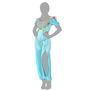Déguisement Princesse Arabe Femme Adulte XL, Robe de Danse Orientale Bleu Céleste avec Détails Dorés et Gris, Polyester