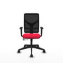 Chaise Motilla Synchrone/Traslack tissu Rouge Maille Noir Base pyramidale noire Accoudoir 1D Sans appui-tête Roulettes 65mm nylon