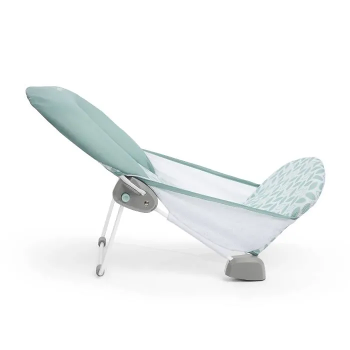 Ingenuity Summer - Transat de bain bébé pliable 2 positions, filet porte-bébé et coussin, pour 0-6 mois (max 9 kg), vert