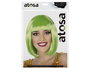 Peluca Courte Lisse Verte Avec Frange de 100 g - Déguisement, Halloween, Carnaval, Événement Scolaire