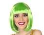 Peluca Courte Lisse Verte Avec Frange de 100 g - Déguisement, Halloween, Carnaval, Événement Scolaire