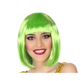 Perruque courte lisse verte avec frange
