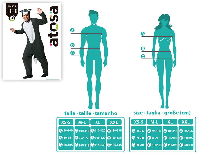 Disfraz Lobo Hombre Adulto Gris XL Disfraz Lobo Hombre Adulto Gris XL
