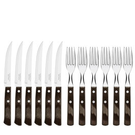 Tramontina Jeu de 12 pièces de couverts pour barbecue en acier inoxydable et polywood