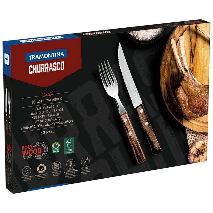 Tramontina Jeu pour asado FSC Polywood Castaño 12 pièces
