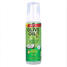 Organic Root Stimulator Olive Oil Wrap-Set Mousse Mousse Capillaire à l'Huile d'Olive Biologique 207 mL pour Hydratation, Corps et Brillant