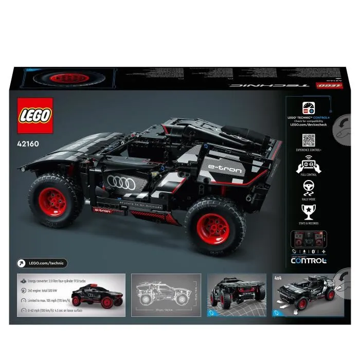 LEGO Technic Audi RS Q e-tron 42160, Voiture de Rallye Télécommandée Off-Road Maquette de Construction, Set de Jeu
