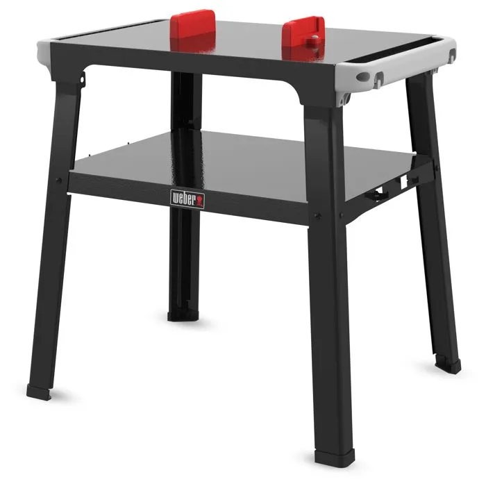 Weber - Support avec étagère pour barbecue électrique Lumin ou Lumin Compact - Deux crochets intégrés - Noir