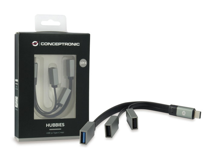 Conceptronic HUBBIES01 Hub USB Type-C avec 1 port USB 3.0 et 2 ports USB 2.0