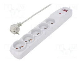 HSK DATA Bloc multiprise parafoudre 5 prises, gris, cordon 3m