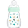 MAM Biberon en verre, 170 ml, bleu, Tétine Débit 1, pour bébés de 0 à 6 mois, verre premium résistant à la chaleur, col large, remplissage facile