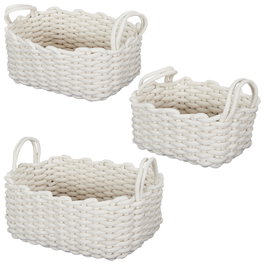 Home Deco Factory Ensemble de 3 paniers emboîtables en maille épaisse