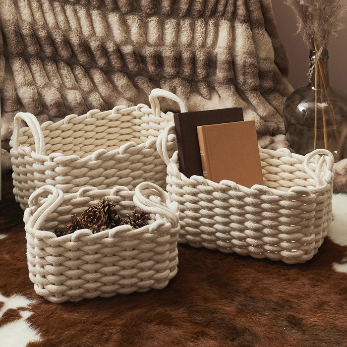 Home Deco Factory Ensemble de 3 paniers emboîtables en maille épaisse