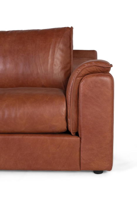 Giner y Colomer - Canapé 3 places en cuir 100% naturel marron, style vintage contemporain - Dimensions : 227 x 95 x 85 cm