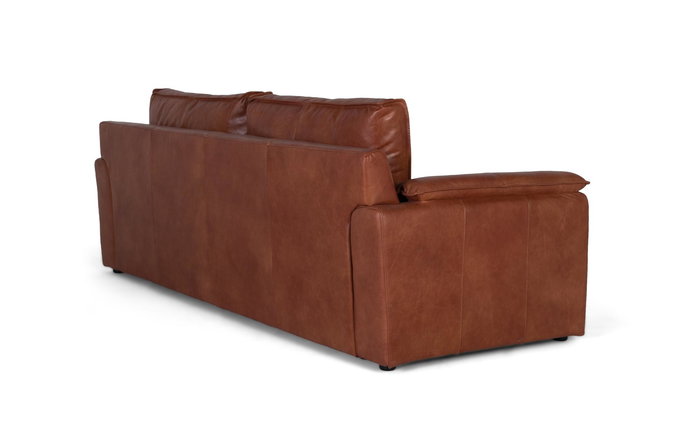 Giner y Colomer - Canapé 3 places en cuir 100% naturel marron, style vintage contemporain - Dimensions : 227 x 95 x 85 cm