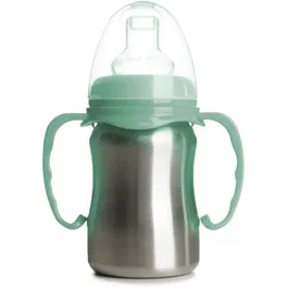 Thermobaby Tasse d'apprentissage en inox 180 ml Vert Cactus avec anses ergonomiques et système anti-fuites sans BPA