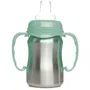 Thermobaby Tasse d'apprentissage en inox 180 ml Vert Cactus avec anses ergonomiques et système anti-fuites sans BPA