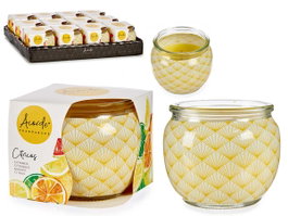 Acorde Bougie Parfumée Pot Cristal Agrumes 7.5x6.3x7.5 cm Verre Cire Jaune (Set de 12)