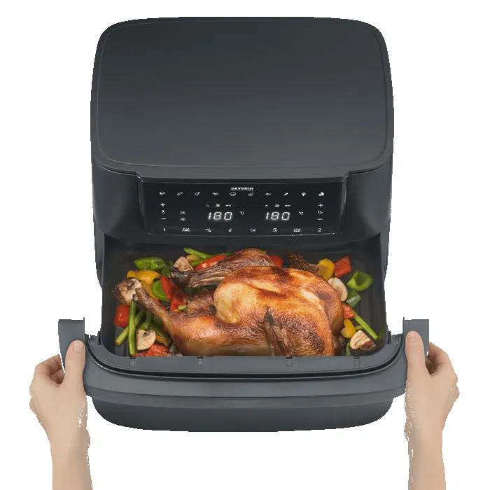 Severin Max Zone Flex Friteuse sans huile, Panier modulable 9L ou 2 x 4,5L - Noir