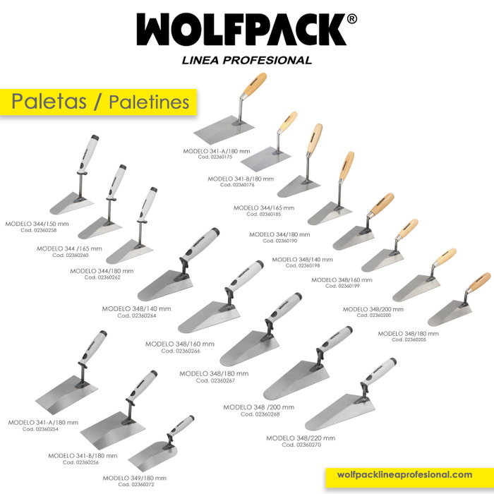 WOLFPACK LINEA PROFESIONAL Truelle Maurer 348 manche bois 140 mm