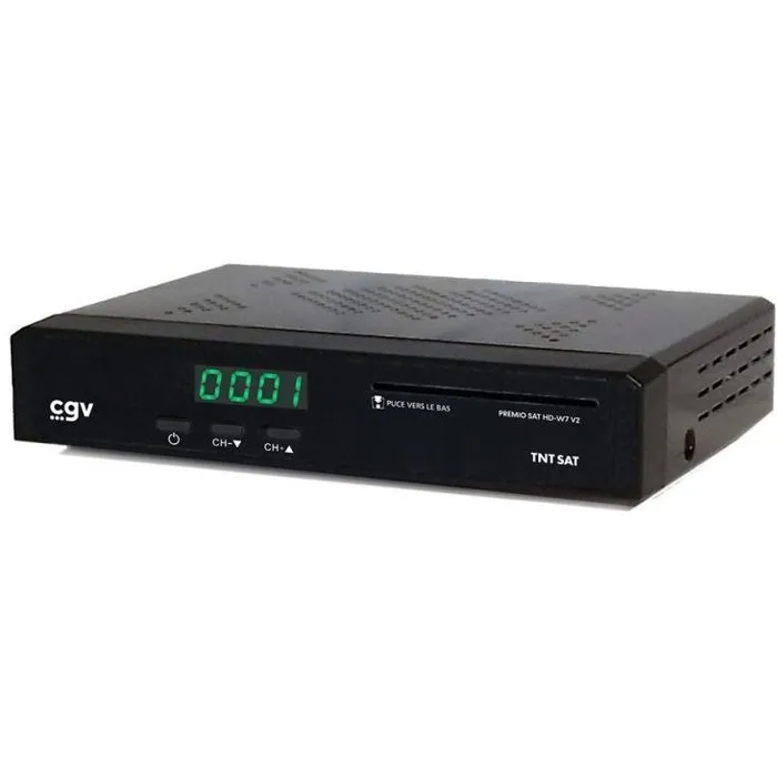 CGV PREMIO SAT HD W7 V2 - Décodeur TNT HD par Satellite avec Enregistrement USB, Carte TNTSAT 4 Ans, Sortie Audio Numérique Coaxiale CGV PREMIO SAT HD W7 V2 - Décodeur TNT HD par Satellite avec Enregistrement USB, Carte TNTSAT 4 Ans, Sortie Audio Numérique Coaxiale
