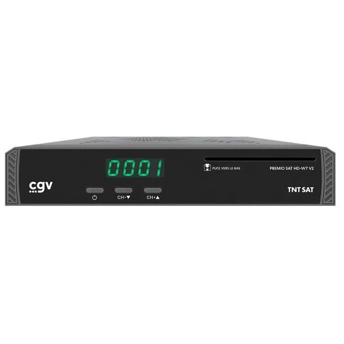 CGV PREMIO SAT HD W7 V2 - Décodeur TNT HD par Satellite avec Enregistrement USB, Carte TNTSAT 4 Ans, Sortie Audio Numérique Coaxiale CGV PREMIO SAT HD W7 V2 - Décodeur TNT HD par Satellite avec Enregistrement USB, Carte TNTSAT 4 Ans, Sortie Audio Numérique Coaxiale