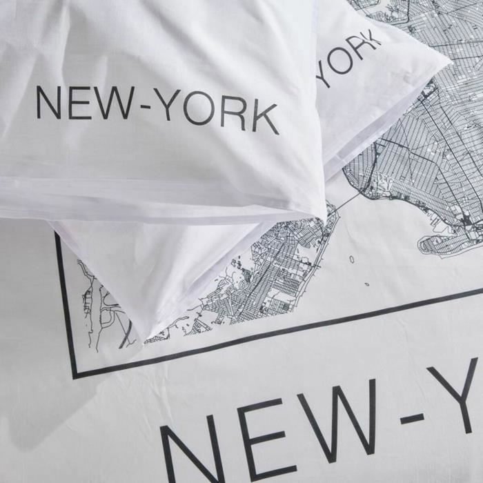 Today Parure de lit Java Blanc Imprimé New York 240x220 cm