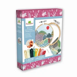 Sycomore Kit broderie créative Lovely Box Broderie Paysage avec cercle à broder et fils coton