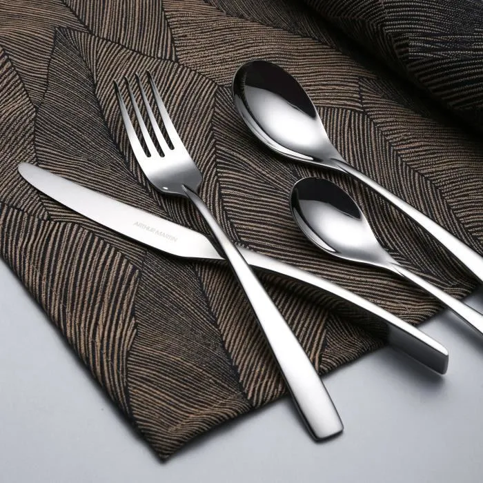 Arthur Martin AM3630 Ensemble de 24 pièces en acier inoxydable 18/10 finition miroir - 6 couteaux, 6 fourchettes, 6 cuillères à soupe, 6 petites cuillères