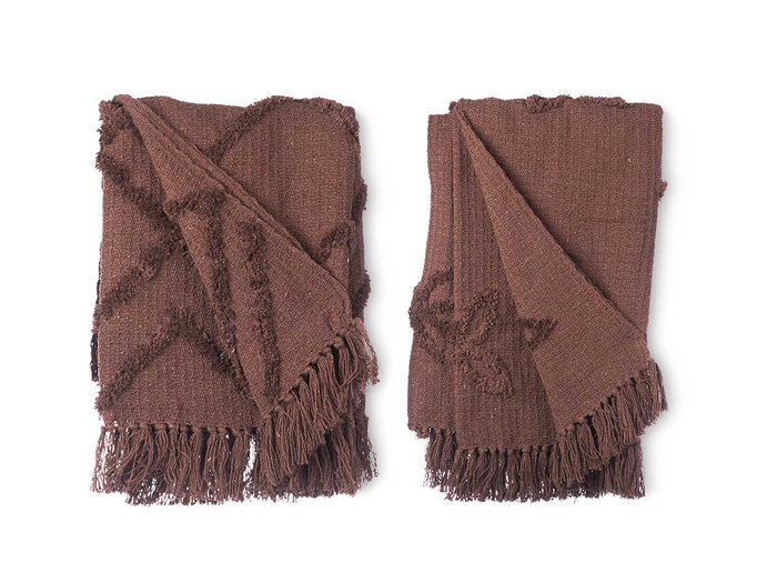 GIFTDECOR Multiuso bordado marron 125 x 150 cm (Lot de 9)