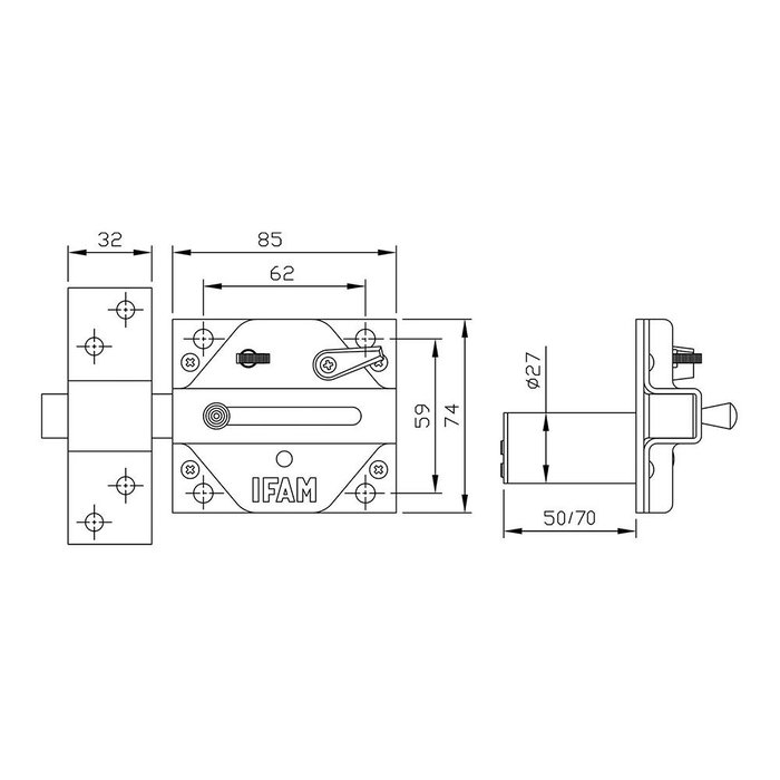 Ifam Verrou Cs88l M50 Cilindro Laiton 50 mm avec 5 Clés de Sécurité Acier