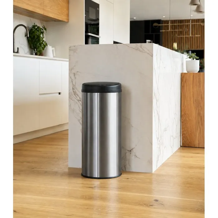 Kitchen Move Poubelle de cuisine automatique - Capteur intelligent 50L Inox brossé ARTIC SILVERY - Diamètre 31 cm Hauteur 85 cm Kitchen Move Poubelle de cuisine automatique - Capteur intelligent 50L Inox brossé ARTIC SILVERY - Diamètre 31 cm Hauteur 85 cm