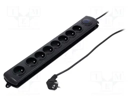 QOLTEC Multiprise Parafoudre 8 Prises, Noir, Cordon 3m
