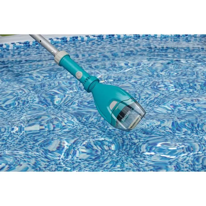 Bestway - Aspirateur électrique Aquatech sans fil pour piscine - Manche réglable 1.50 m - Capacité 0.65 L - Pour piscines jusqu'à 3.05 m de diamètre