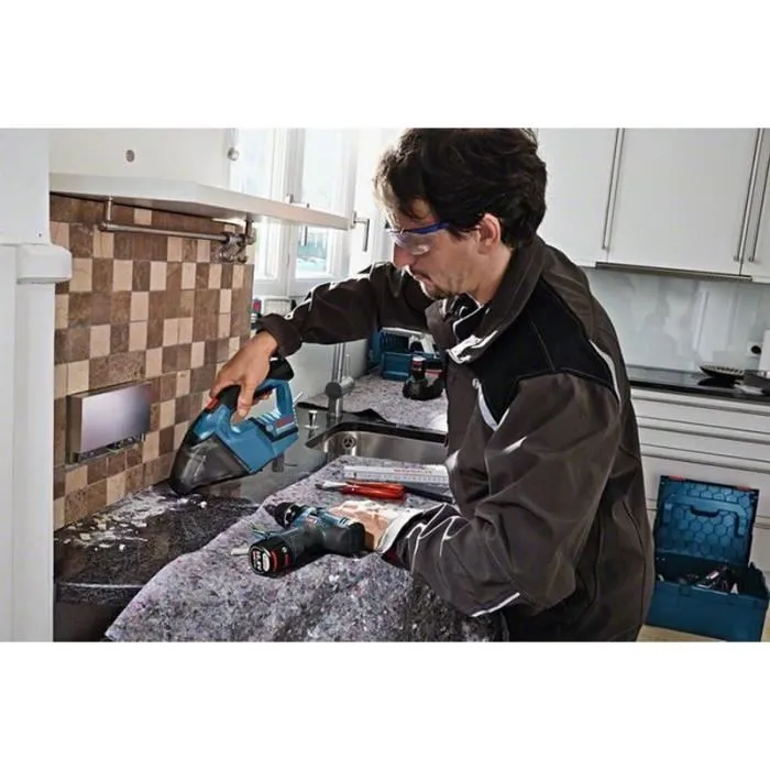 Bosch Professional Aspirateur à main sans fil GAS 12V (machine seule) coffret L-BOXX 102 - 06019E3001 - 0.7 kg, idéal matières sèches