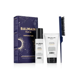Balmain Professionnel Set de Soins Capillaires : Gel Coiffant Fixation Forte 100 ml + Crème Hydratante 150 ml + Brosse à Cheveux