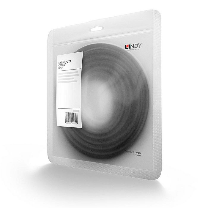Lindy Câble réseau RJ45 Cat.6 U/UTP Gigabit Ethernet - 1 mètre - Noir - Contacts plaqués or